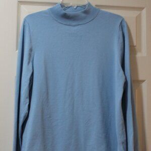 Pendleton Silk Pullover Top Mock Turtle, Soft Blue Size, XL
